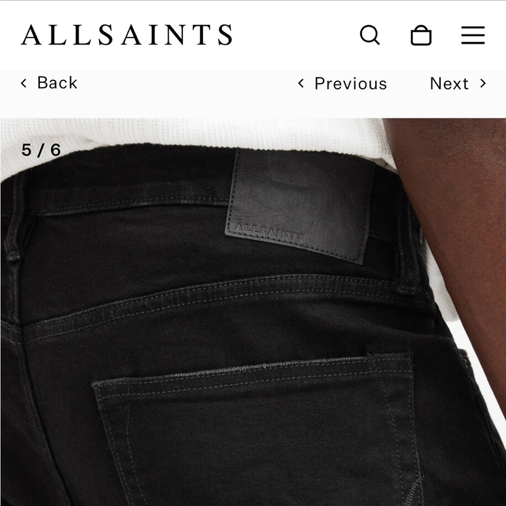 ALL SAINTS men’s “cigarette” jeans unworn